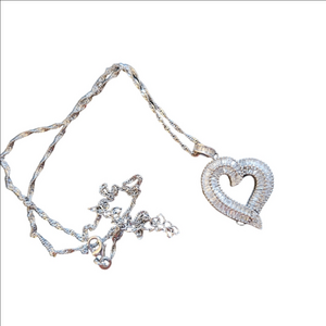 Silver Heart Pendant Necklace Elegant